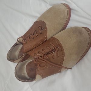 Old School Bass Tan Saddle Oxford Suede Lace Up
